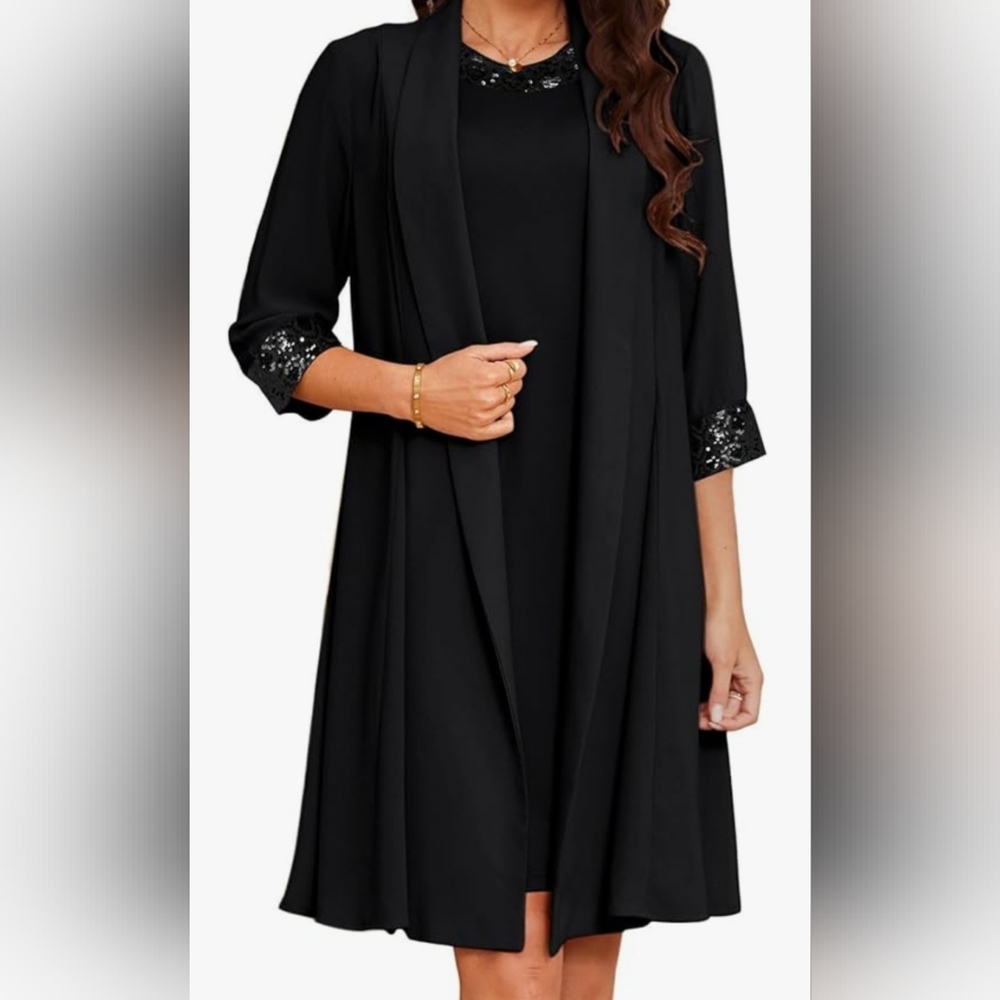 Plus Size Chiffon Dress with 3/4 Jacket